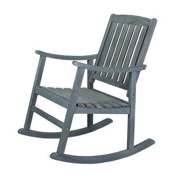 Penny Classic Slat-Back 300-Lbs Support Acacia Wood Patio Outdoor Rocking Chair - JONATHAN Y
